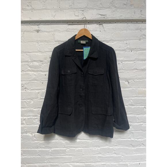 90s Harve Benard Linen Black Shaket Size L - Picture 9 of 10